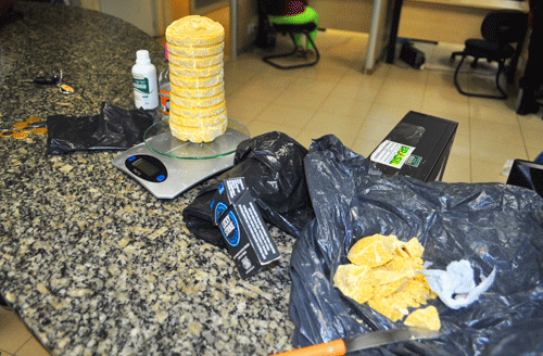 Cães farejadores encontraram dois quilos de pasta de cocaína (Foto: Diane Sampaio)