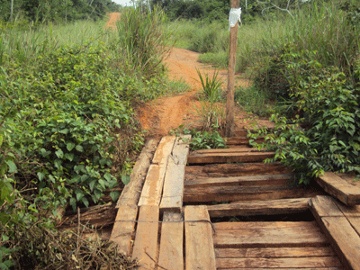 Pontes precárias perto de desabar obrigam moradores a fazer desvios (Foto: Divulgação)