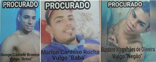 Geoge Castelo Branco, Gustavo Magalhães de Oliveira e Marlon Cardoso Rocha estão envolvidos no roubo a casa do prefeito de Amajarí (Foto: Divulgação)