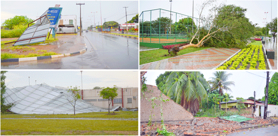 Vendaval inesperado destruiu telhados, outdoors e derrubou árvores em vários pontos de Boa Vista (Fotos: Diane Sampaio)