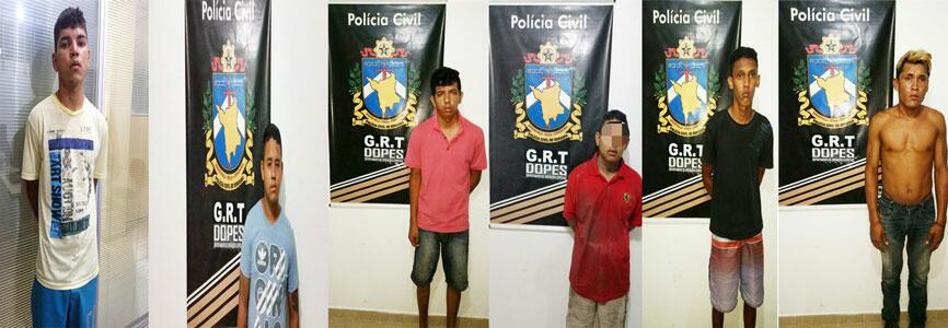 Seis homens foram presos após investigação de um roubo de motocicleta, entre eles, um adolescente (Foto: Divulgação)