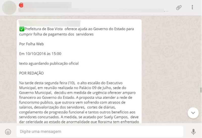 A falsa notícia tem sido repercutida nos grupos de notícias do WhatsApp (Foto: Divulgação)
