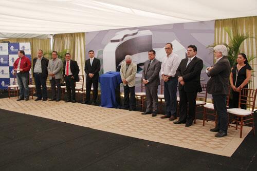 Representantes do TCE e da empresa Camap durante lançamento da pedra fundamental (Foto: Divulgação)