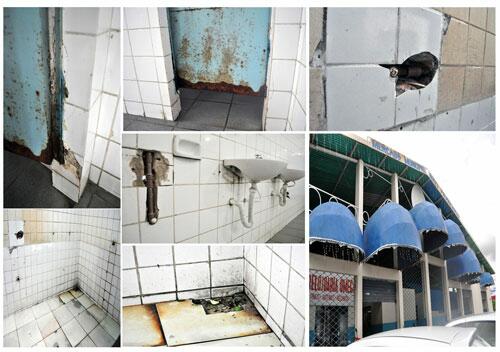 Banheiros do mercado, por exemplo, estão precários (Foto: Diane Sampaio)