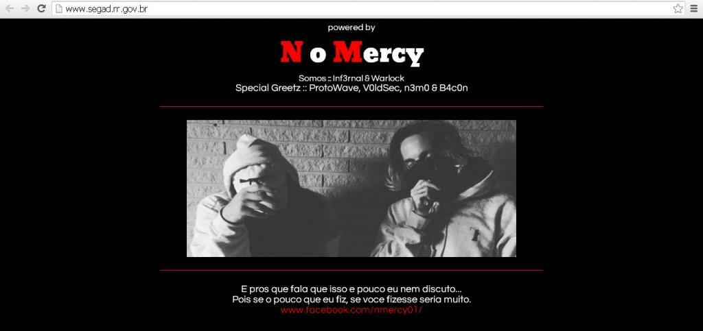 Página da Segad foi um dos alvos do ataque cibernético do grupo No Mercy (Foto: Reprodução)