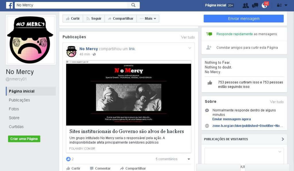 Governo afirma que responsáveis por ataque cibernético a páginas institucionais tem entre 13 a 16 anos de idade (Foto: Reprodução/Facebook)