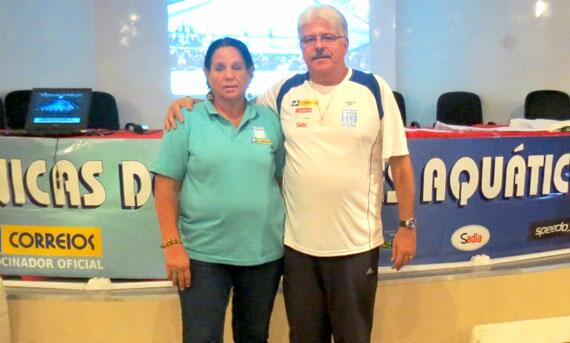Presidente da Fedar, Gilda Hupsel, e o árbitro internacional Marcelo Falcão (Foto: Divulgação)