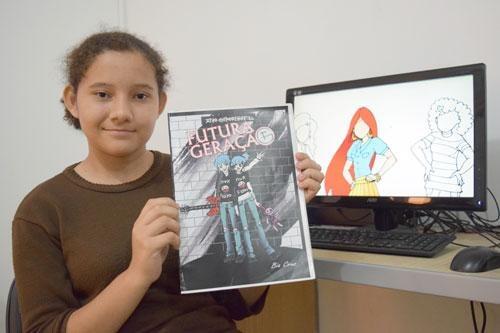 A jovem cartunista reuniu uma série de desenhos e irá expor seu trabalho (Fotos: Arquivo pessoal)