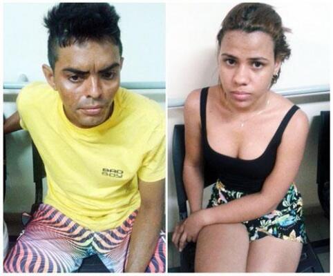 Gylderlone Marques da Silva e Aline Hoffman foram presos em flagrante com meio quilo de droga (Foto: Divulgação/Polícia Civil)