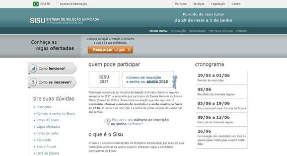 Inscrições devem ser feitas no site do Sisu (Foto: Reprodução)