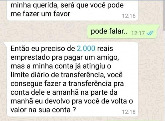 O impostou enviou mensagens para todos os contatos pedindo um valor em dinheiro (Foto: Divulgação)