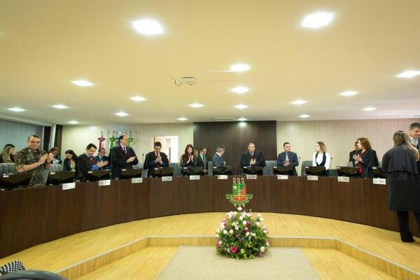 A sessão solene de abertura dos trabalhos no Judiciário foi realizada na manhã desta segunda-feira, dia 3, no Pleno do Palácio da Justiça (Foto: Antônio Diniz)