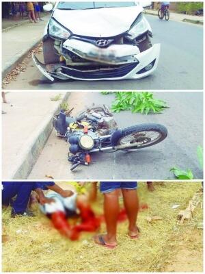 O motociclista foi atingido na lateral esquerda e ficou desacordado (Foto: Divulgação)