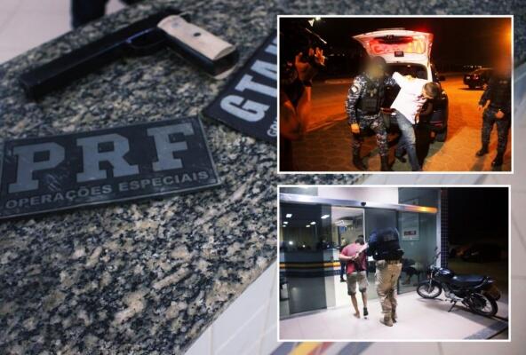 Dupla a arma foram levados ao 5° Distrito Policial (Foto: Aldenio Soares)