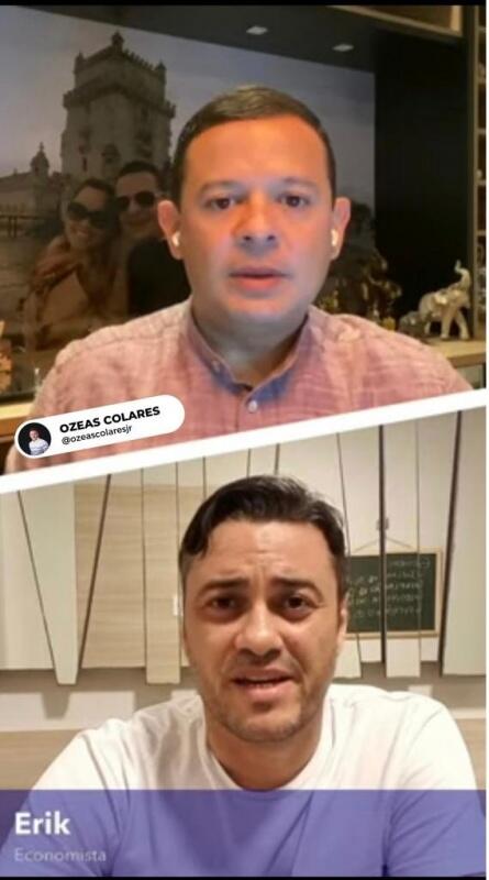 O auditor fiscal Ozéas Colares e o economista Erik Souza, durante a live, quando falaram sobre a carga tributária da gasolina (Foto: Divulgação) O auditor fiscal Ozéas Colares e o economista Erik Souza, durante a live, quando falaram sobre a carga tributária da gasolina (Foto: Divulgação)