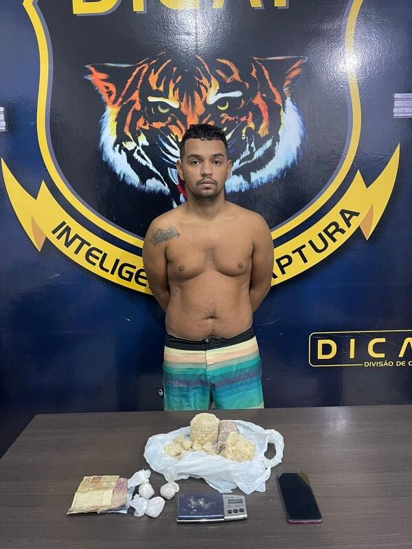 Wennes Kelvis foi encaminhado a sede da Dicap e em seguida, a Central de Flagrantes para a formalização dos procedimentos. (Foto: Divulgação)