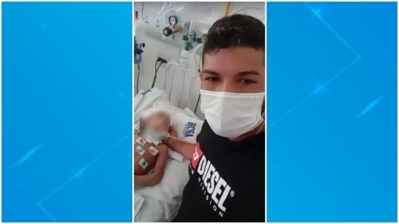 Pai de criança gravou vídeo sobre a situação (Foto: Reprodução)