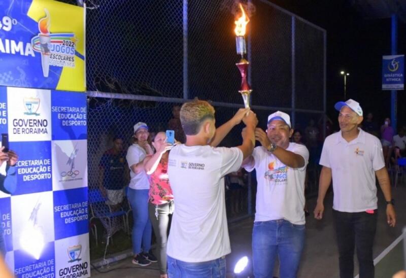 Momento em que a pira olímpica foi acendida (Foto: Secom)