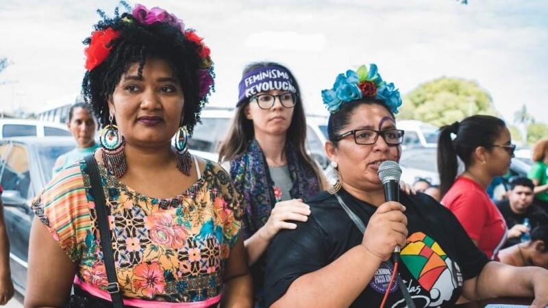 Manifestação das mulheres em frente à Assembleia Legislativa de Roraima (Foto: Divulgação)