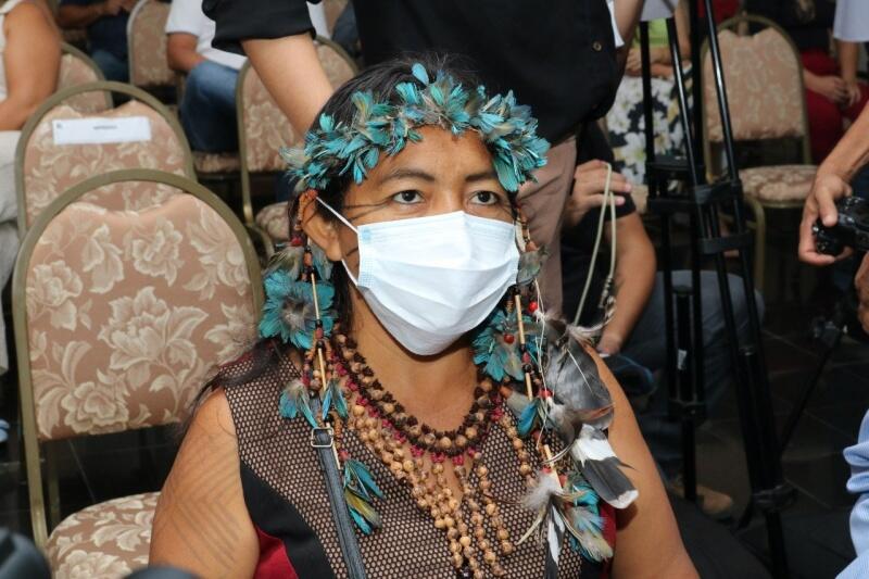 Iolanda Pereira foi a primeira mulher indígena a ser vacinada em Roraima (Foto: Nilzete Franco/ FolhaBV)