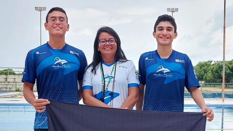 Yago Araújo, Teca Marinho e Gabriel Santos, da Aquática Marinho (Foto: Divulgação)