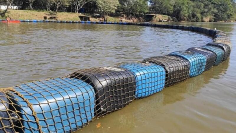 Exemplo de ecobarreira no rio Verde, em Minas Gerais (Foto: Divulgação)