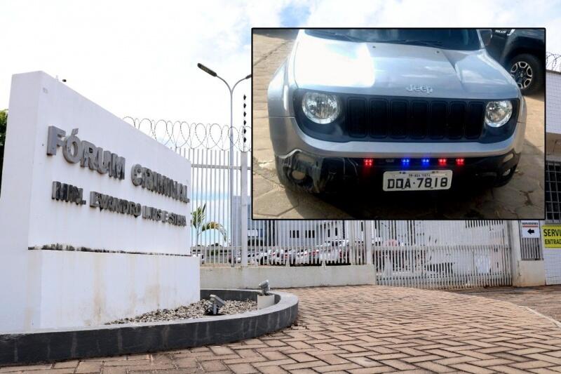 Fórum Criminal, no bairro Caranã e veículo apreendido com os envolvidos (Foto: Montagem/ Nilzete Franco/Folha BV)
