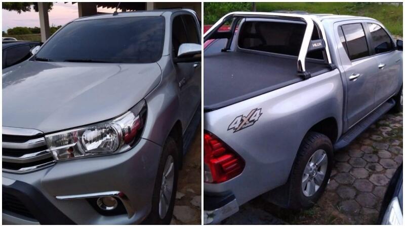 Toyota Hilux em que investigados conseguiram fugir (Foto: Divulgação)