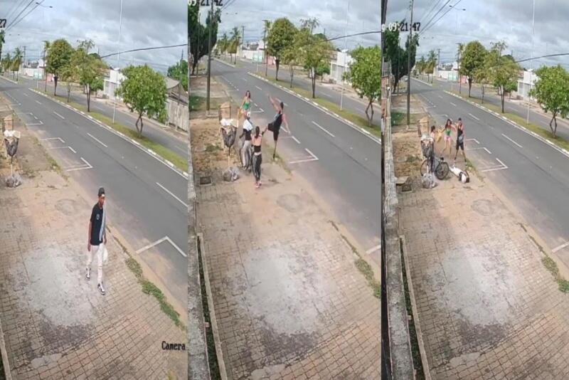 Câmera de segurança registrou a tentativa de furto e reação das testemunhas - Foto: Reprodução/Redes Sociais