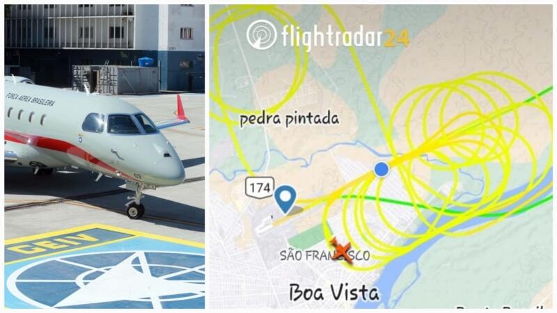 As manobras da aeronave no espaço aéreo do bairro foram registradas por aplicativo de voo