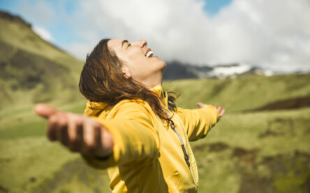 Woman contemplating a beautiful landscape