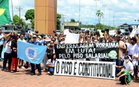 Protesto organizado por profissionais da Enfermagem (Foto: Nilzete Franco/FolhaBV)