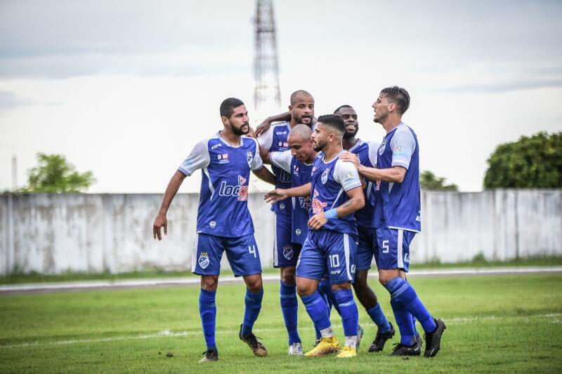 Jogadores do São Raimundo celebram gol contra o Trem na terceira rodada (Foto: Hélio Garcias/São Raimundo)