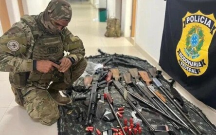 Armas e munições apreendidas durante operação (Foto: Divulgação) 
